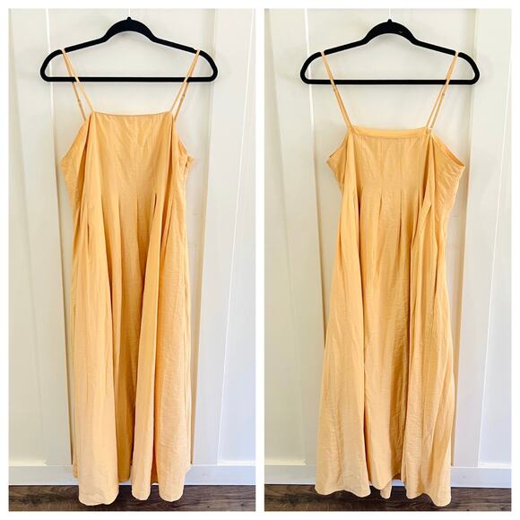 Madewell Yellow Pleated Midi Dress Women's Size 8 Style NL124 - Picture 5 of 11